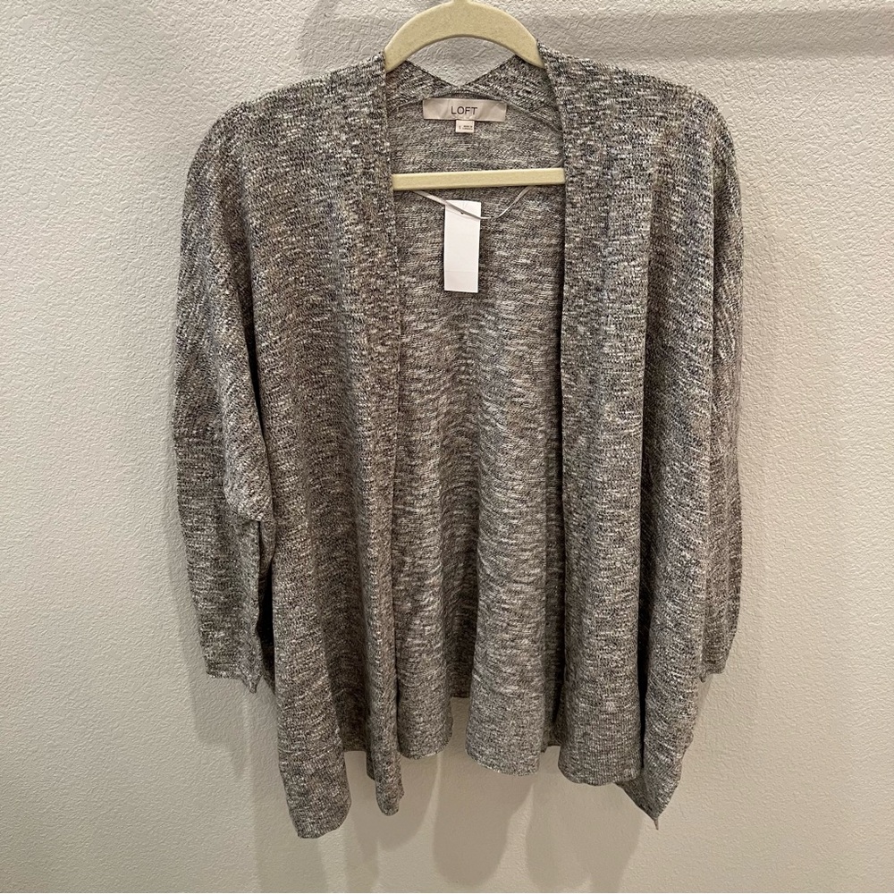 LOFT Open Front Cardigan with metallic acrylic detail